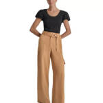 DKNY High Rise Wide-Leg Cargo Pants Women's 16 Tawney Zip Hook & Bar Closure