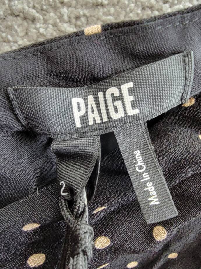 PAIGE Juanita Mini Dress Women's 2 Black/Cafe Sleeveless V-Neck Side Zip Closure