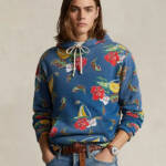 Polo Ralph Lauren Sailboat-Floral Fleece Hoodie Men's M Blue Multi Long Sleeve