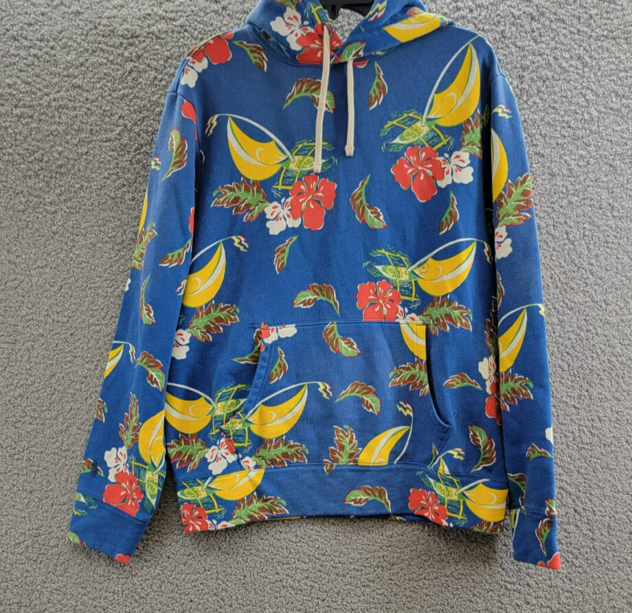 Polo Ralph Lauren Sailboat-Floral Fleece Hoodie Men's M Blue Multi Long Sleeve