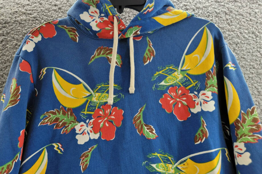 Polo Ralph Lauren Sailboat-Floral Fleece Hoodie Men's M Blue Multi Long Sleeve