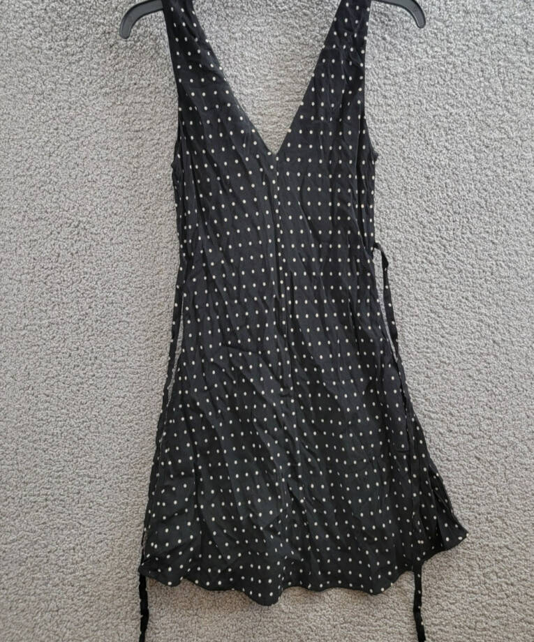 PAIGE Juanita Mini Dress Women's 2 Black/Cafe Sleeveless V-Neck Side Zip Closure