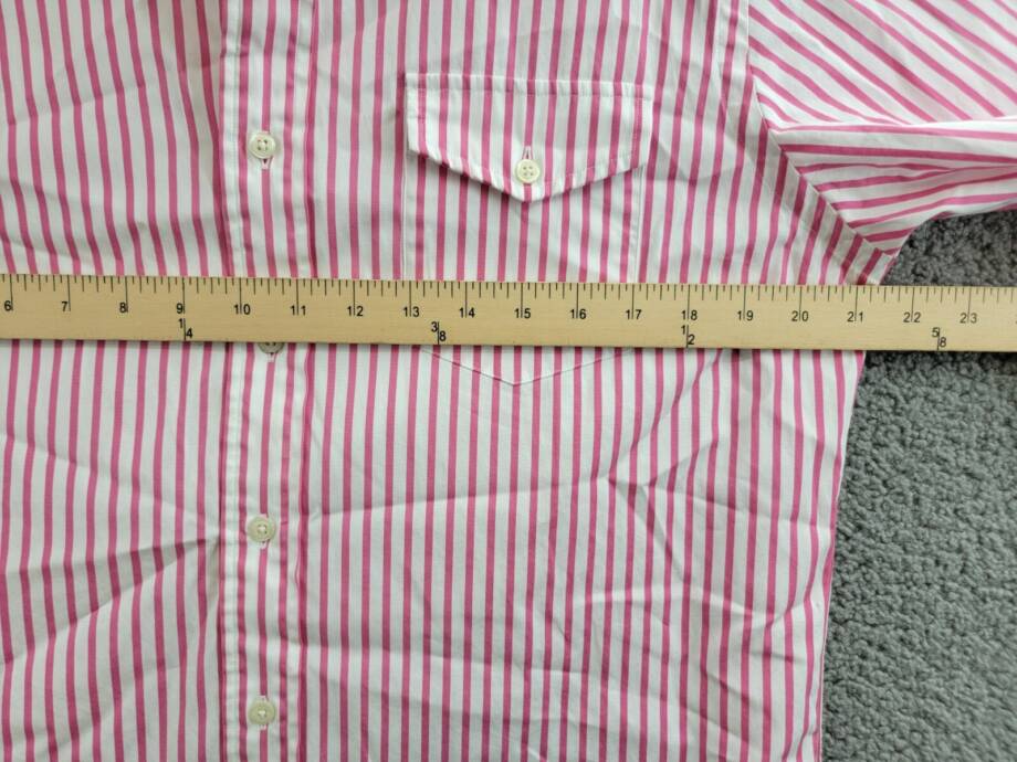 Polo Ralph Lauren Poplin Stripe Custom Fit Button Down Shirt Men's M Pink/White