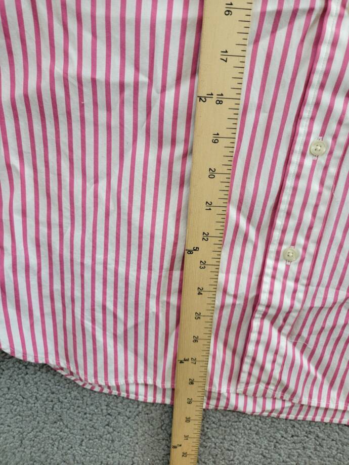 Polo Ralph Lauren Poplin Stripe Custom Fit Button Down Shirt Men's M Pink/White