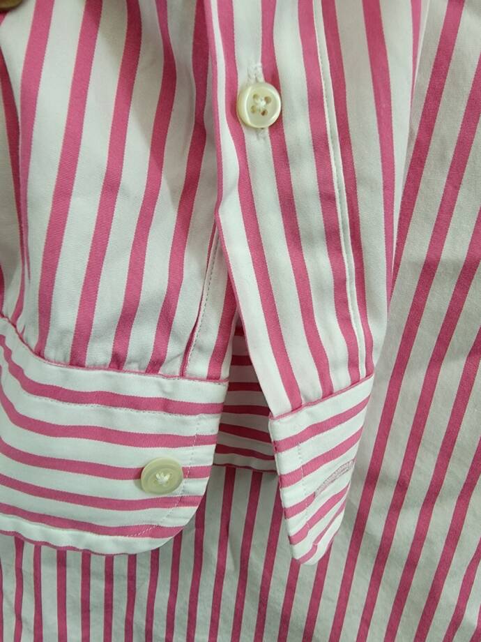 Polo Ralph Lauren Poplin Stripe Custom Fit Button Down Shirt Men's M Pink/White
