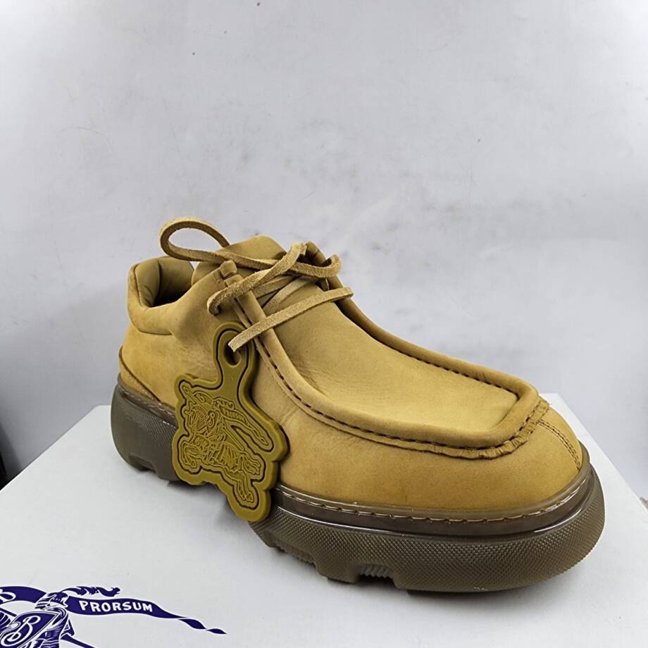 Burberry Suede Creeper Mid Derby Boots Men's 43.5 Manilla Lace-Up Closure