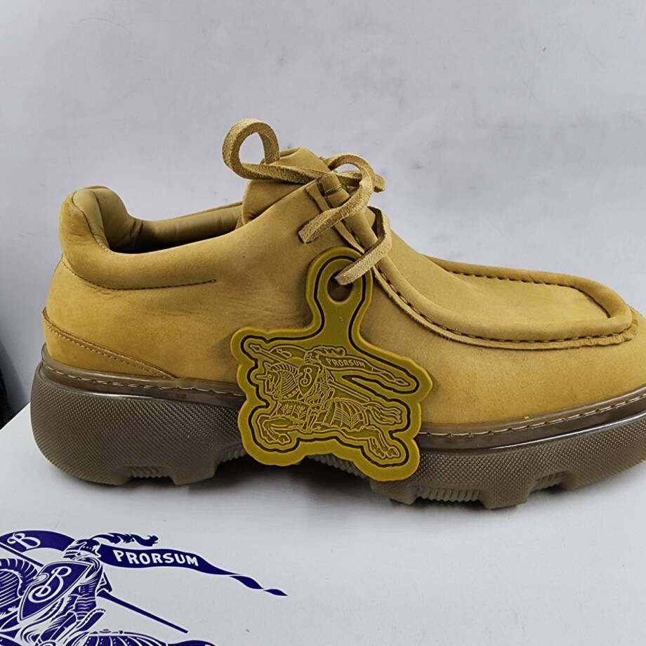 Burberry Suede Creeper Mid Derby Boots Men's 43.5 Manilla Lace-Up Closure