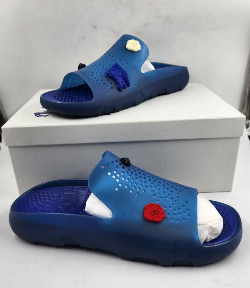 Burberry Stingray Rubber Pool Slide Flip Flop Shoes Men's 45 Midnight Blue