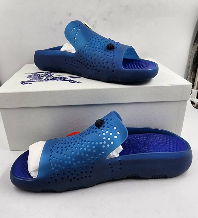 Burberry Stingray Rubber Pool Slide Flip Flop Shoes Men's 45 Midnight Blue