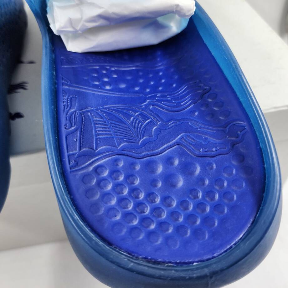 Burberry Stingray Rubber Pool Slide Flip Flop Shoes Men's 45 Midnight Blue