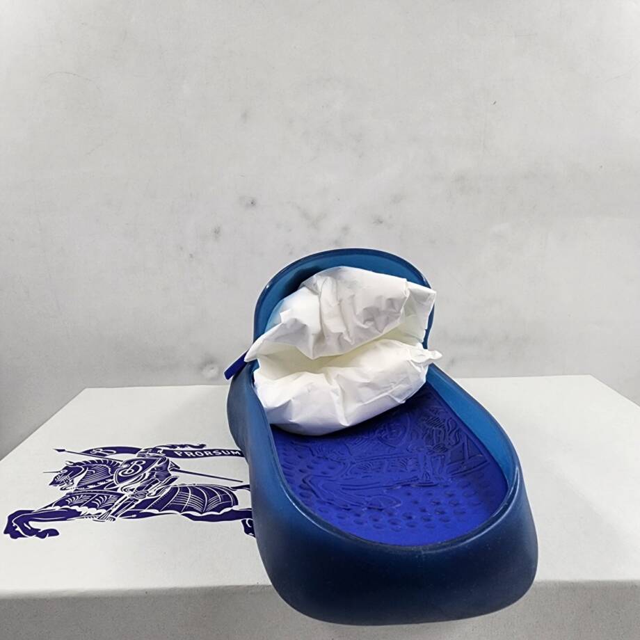Burberry Stingray Rubber Pool Slide Flip Flop Shoes Men's 41 Midnight