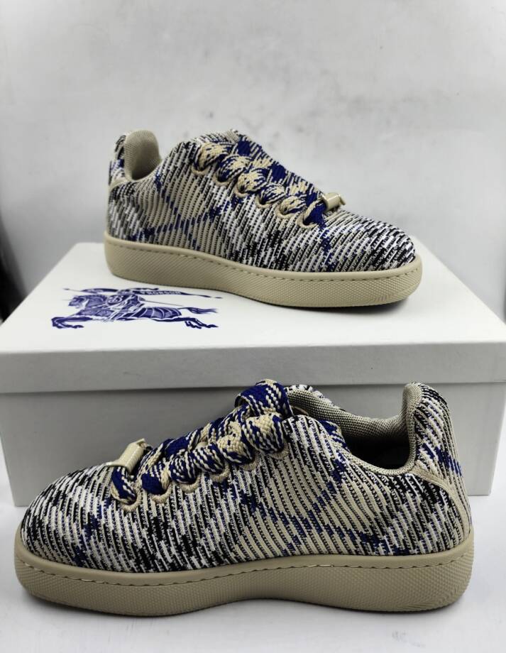 Burberry Check Knit Box Sneakers Men's 40 Lichen Ip Check Lace Up Closure