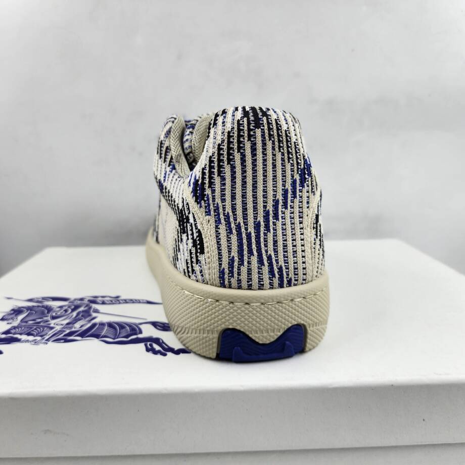 Burberry Check Knit Box Sneakers Men's 40 Lichen Ip Check Lace Up Closure
