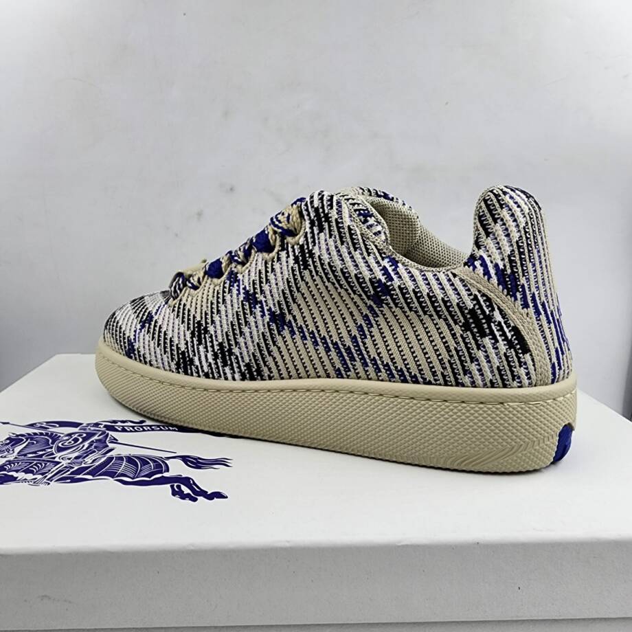 Burberry Check Knit Box Sneakers Men's 40 Lichen Ip Check Lace Up Closure
