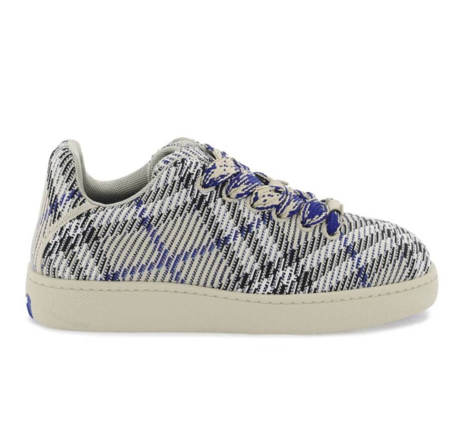 Burberry Check Knit Box Sneakers Men's 44 Lichen Ip Check Lace Up Closure