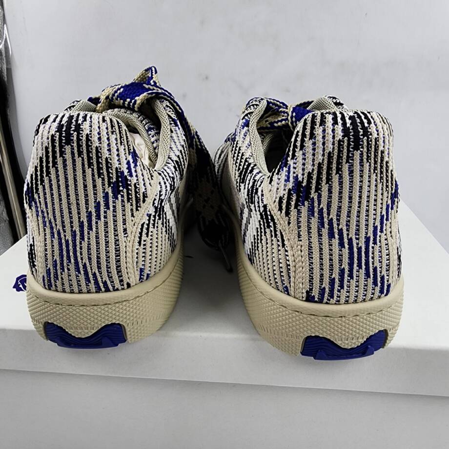 Burberry Check Knit Box Sneakers Men's 44 Lichen Ip Check Lace Up Closure