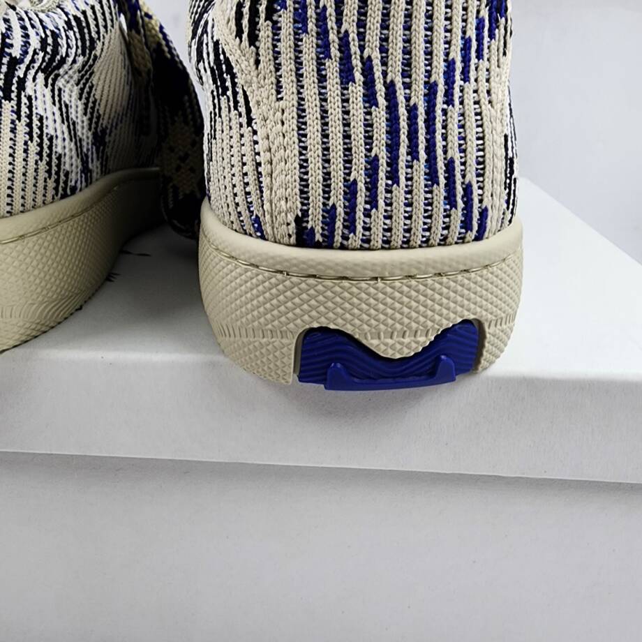 Burberry Check Knit Box Sneakers Men's 44 Lichen Ip Check Lace Up Closure