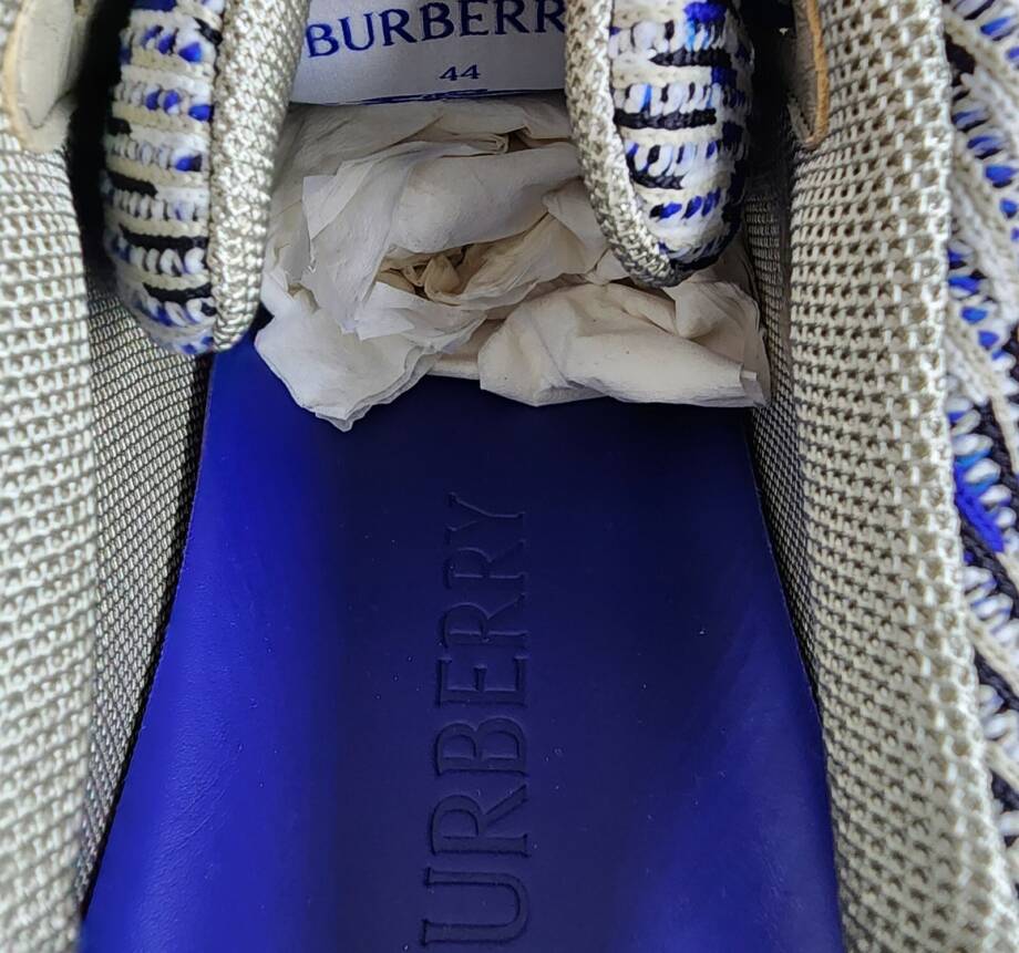 Burberry Check Knit Box Sneakers Men's 44 Lichen Ip Check Lace Up Closure