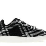 Burberry Box Knit Black Check Low Top Sneakers Men's 42.5 Black Ip Check Lace Up