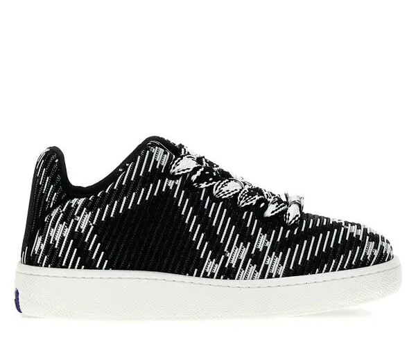 Burberry Box Knit Black Check Low Top Sneakers Men's 42.5 Black Ip Check Lace Up