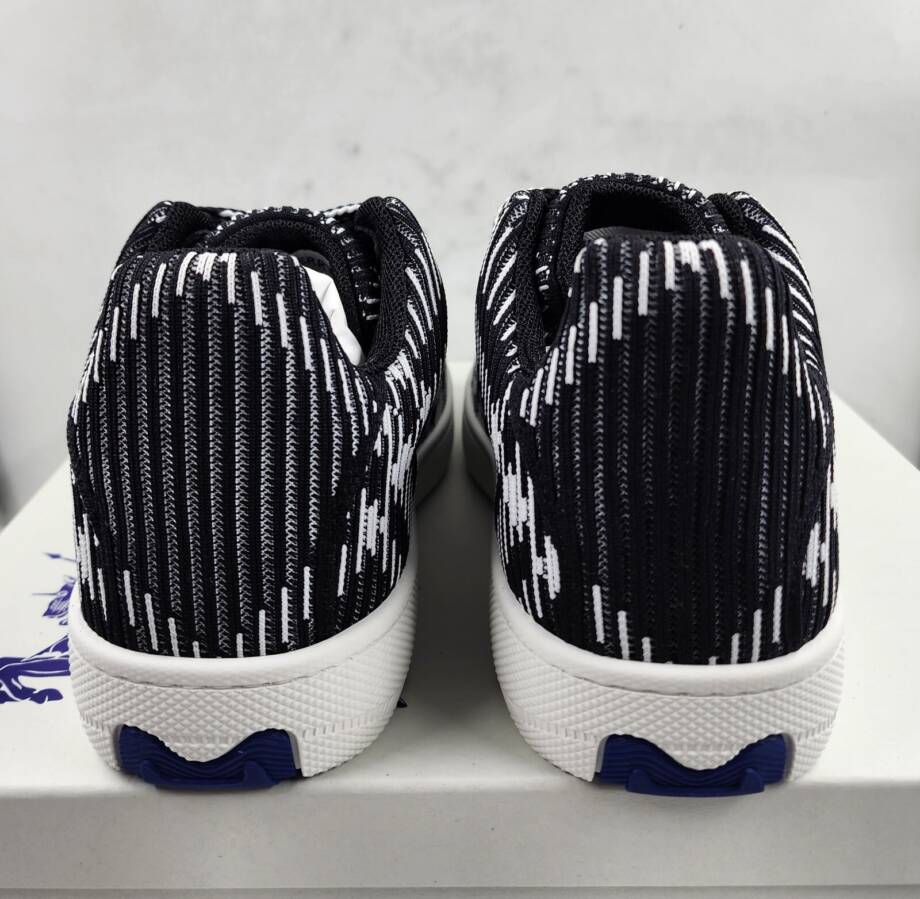 Burberry Box Knit Black Check Low Top Sneakers Men's 42.5 Black Ip Check Lace Up