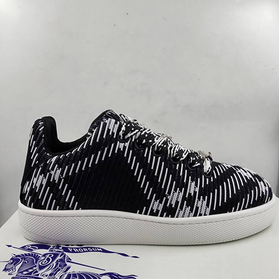 Burberry Box Knit Black Check Low Top Sneakers Men's 42.5 Black Ip Check Lace Up
