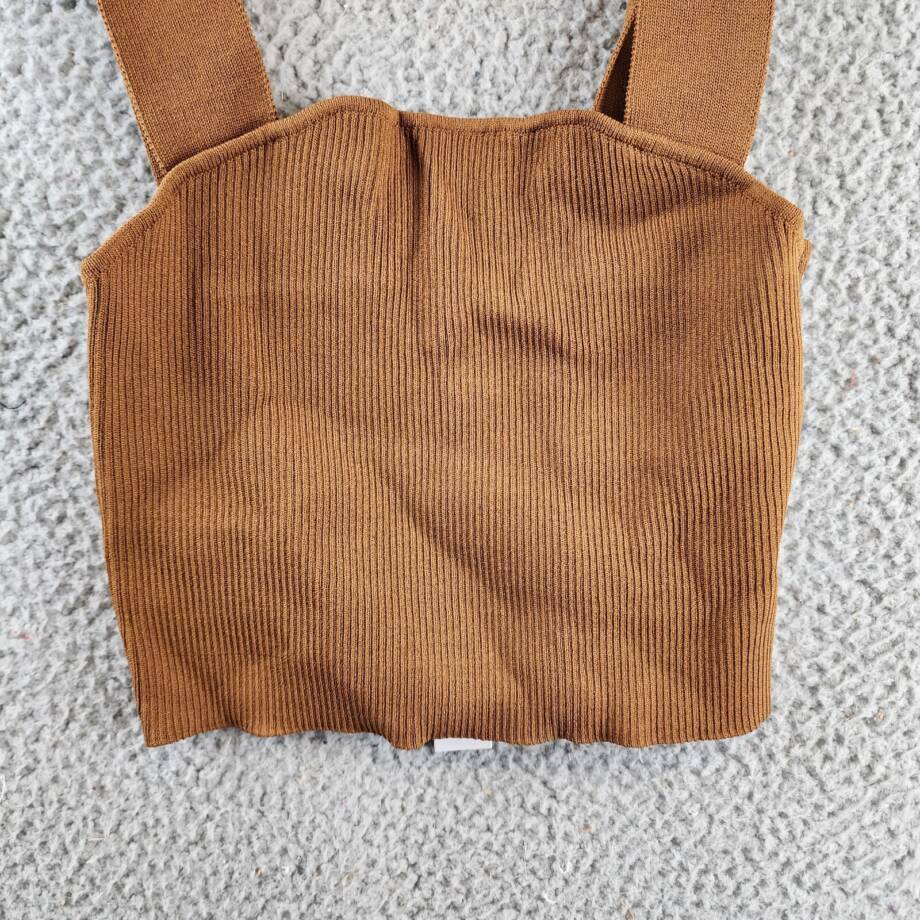 Sanctuary Morello Ribbed Sleeveless Camisole Top Women's XS Spice Solid Pullover
