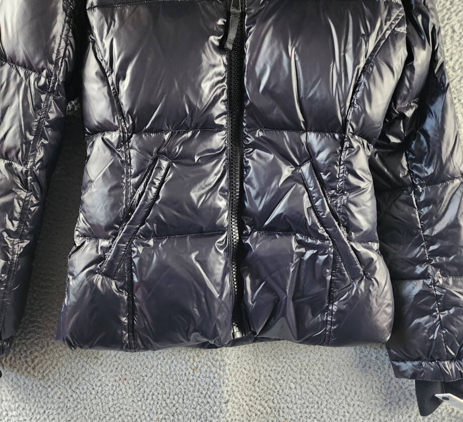 AQUA Gloss Allie Faux Fur Trim Down Puffer Jacket Women's S Jet/Natural L/S