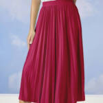 Adrienne Landau Onyx Pleated A Line Skirt Women's L Maroon Zipper Back Closure