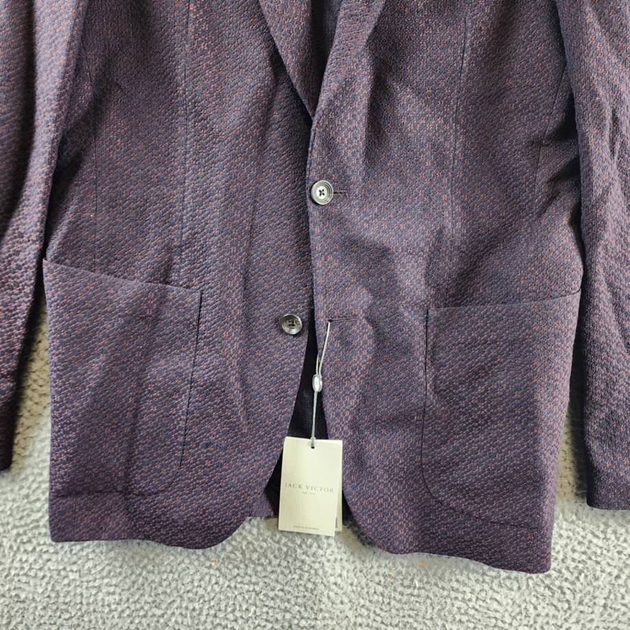 Jack Victor Textured Jersey Unstructured Sport Coat Mens 40R Burgundy Wool Blend