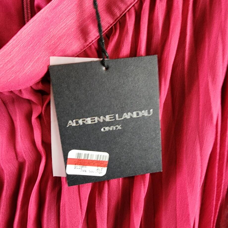 Adrienne Landau Onyx Pleated A Line Skirt Women's L Maroon Zipper Back Closure