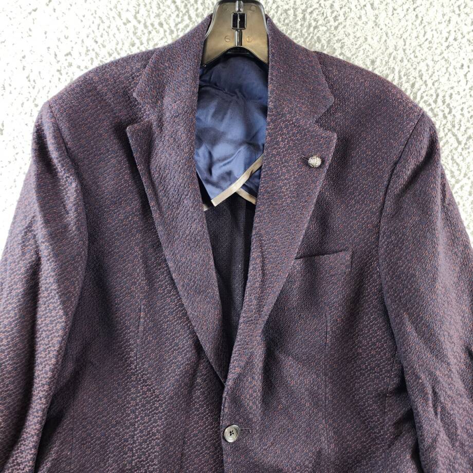 Jack Victor Textured Jersey Unstructured Sport Coat Mens 40R Burgundy Wool Blend