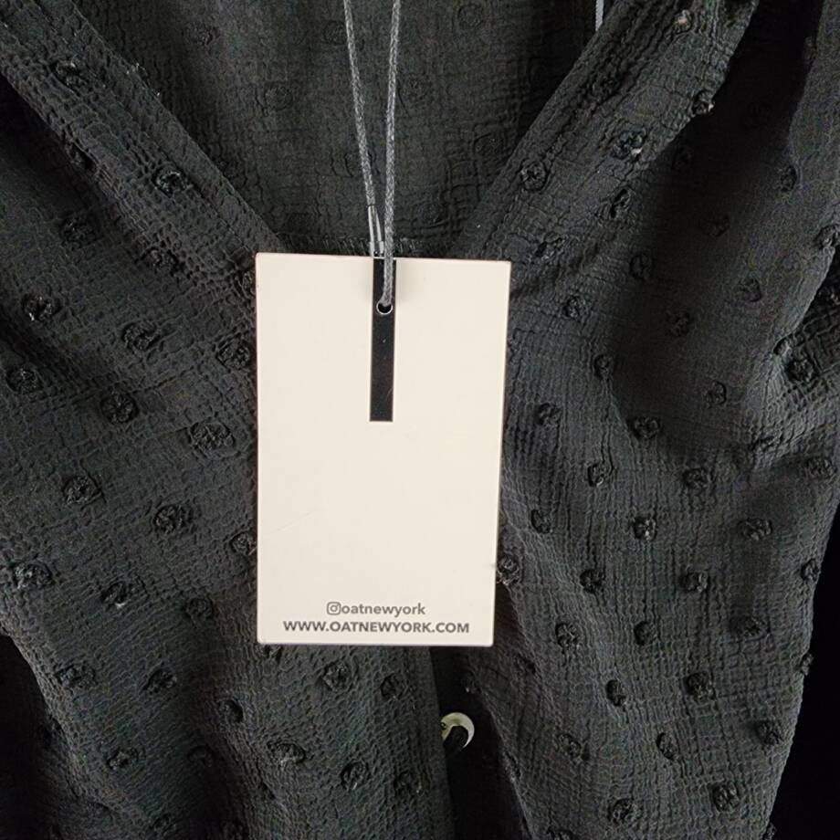 OAT New York Long Sleeve Blouse Women's XS Black V-Neckline Front Button Closure