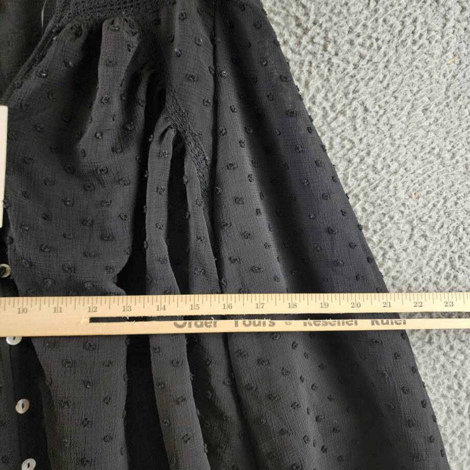 OAT New York Long Sleeve Blouse Women's XS Black V-Neckline Front Button Closure