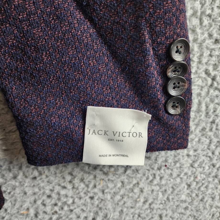 Jack Victor Textured Jersey Unstructured Sport Coat Mens 40R Burgundy Wool Blend