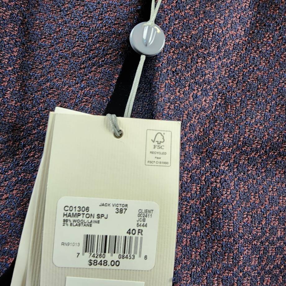 Jack Victor Textured Jersey Unstructured Sport Coat Mens 40R Burgundy Wool Blend