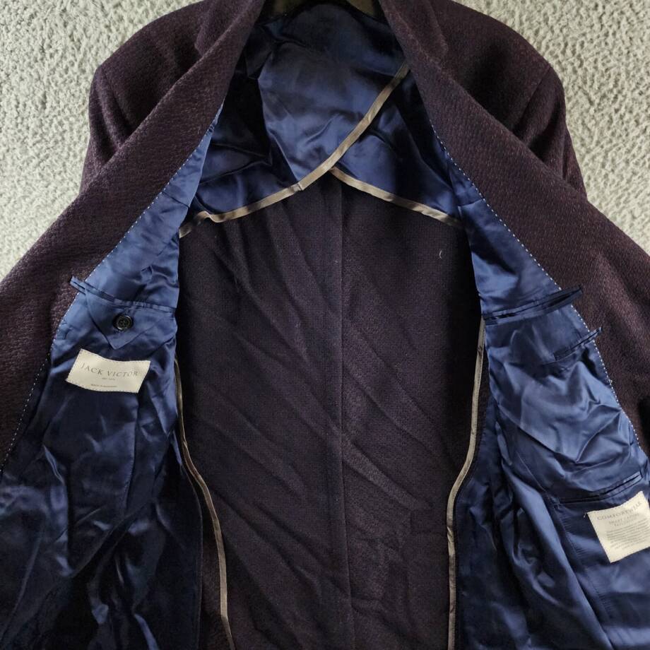 Jack Victor Textured Jersey Unstructured Sport Coat Mens 40R Burgundy Wool Blend