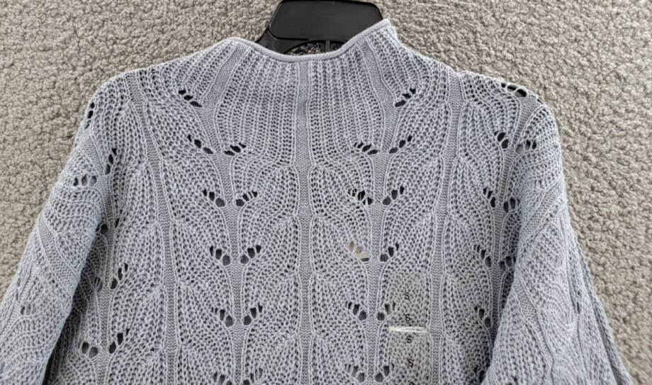 Weatherproof Vintage Slub Pointelle Mock Neck Sweater Women's S Dusty Blue