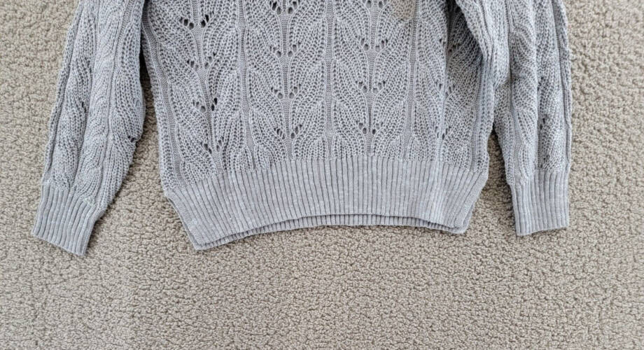 Weatherproof Vintage Slub Pointelle Mock Neck Sweater Women's S Dusty Blue