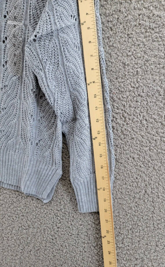 Weatherproof Vintage Slub Pointelle Mock Neck Sweater Women's S Dusty Blue