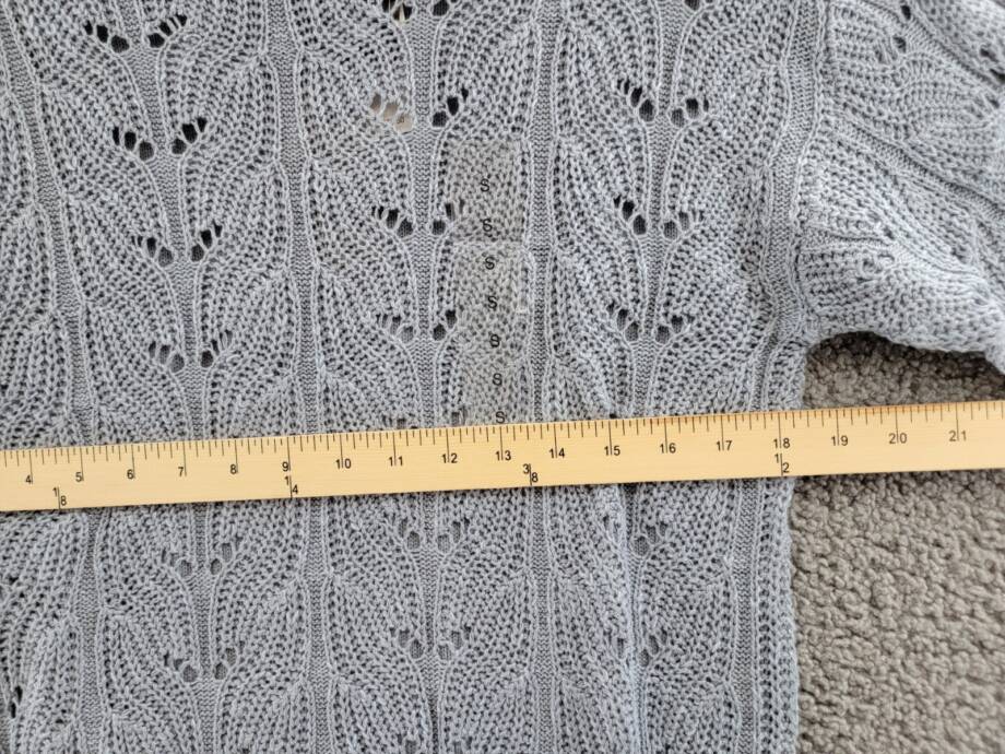 Weatherproof Vintage Slub Pointelle Mock Neck Sweater Women's S Dusty Blue