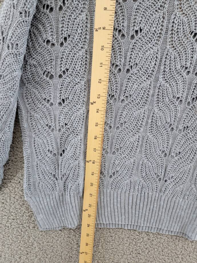Weatherproof Vintage Slub Pointelle Mock Neck Sweater Women's S Dusty Blue