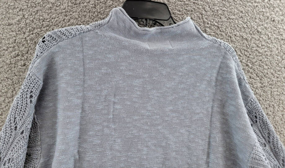 Weatherproof Vintage Slub Pointelle Mock Neck Sweater Women's S Dusty Blue