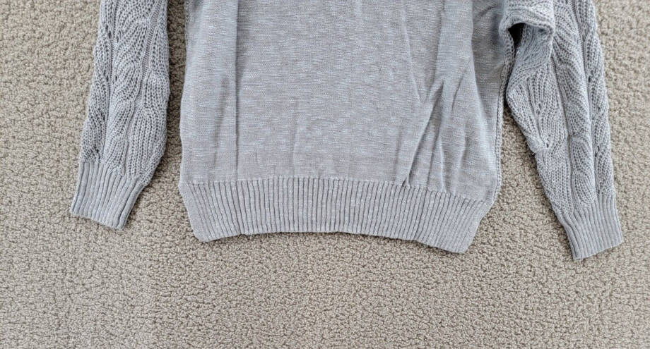 Weatherproof Vintage Slub Pointelle Mock Neck Sweater Women's S Dusty Blue