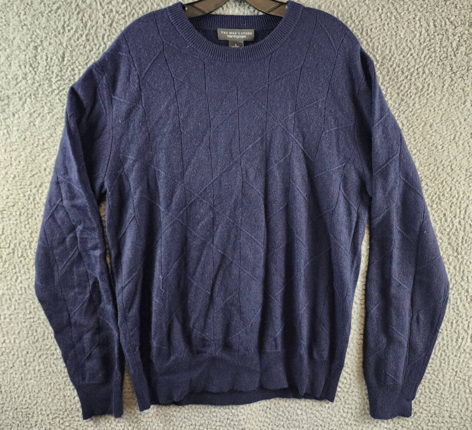 The Men's Store at Bloomingdale's Cashmere Novelty Stitch Sweater Men's L Navy