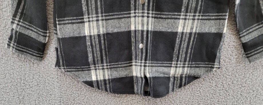 Steve Madden Sophia Flannel Plaid Shirt Jacket Women's XS Black/Ivory Wool Blend