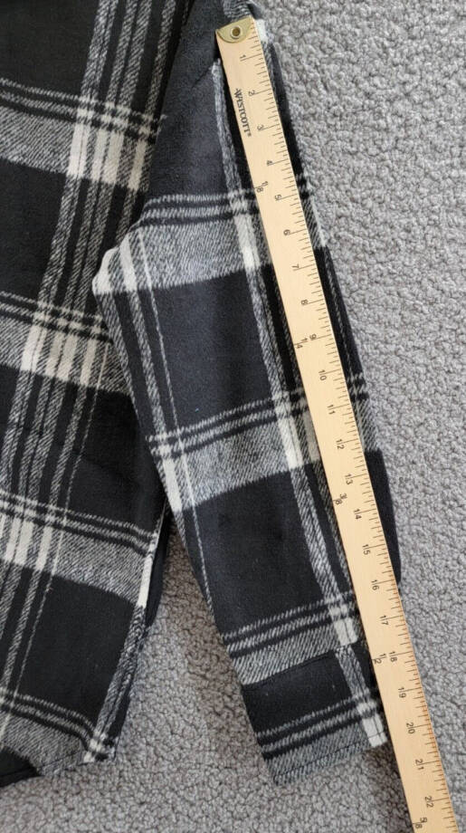Steve Madden Sophia Flannel Plaid Shirt Jacket Women's XS Black/Ivory Wool Blend