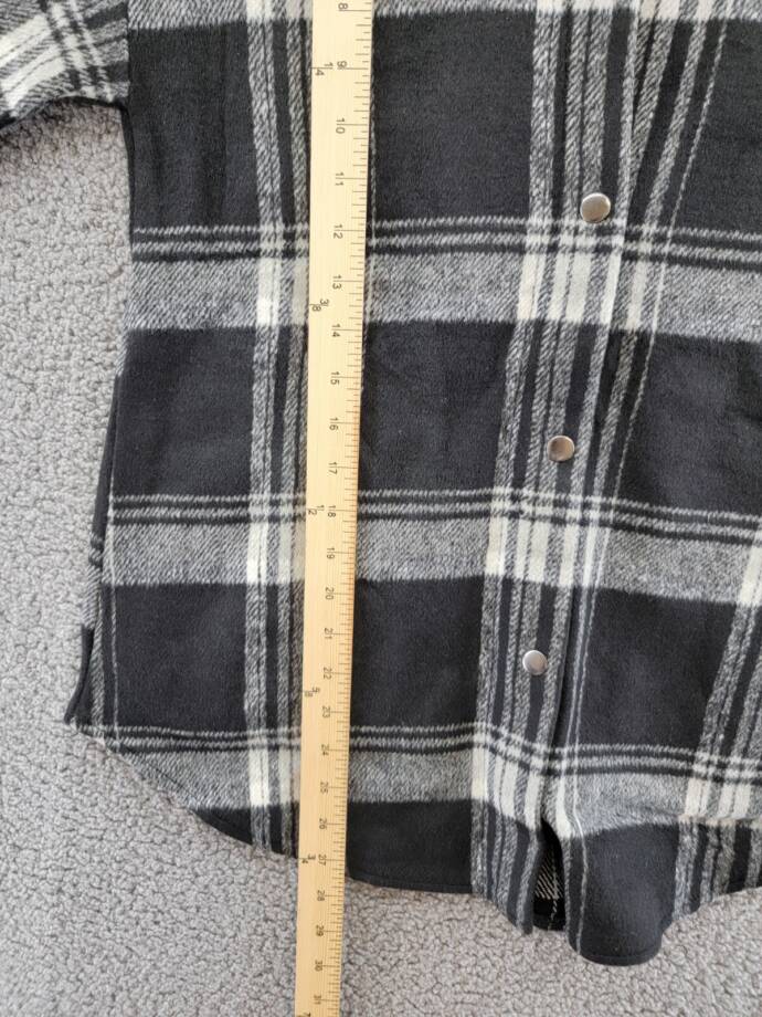 Steve Madden Sophia Flannel Plaid Shirt Jacket Women's XS Black/Ivory Wool Blend