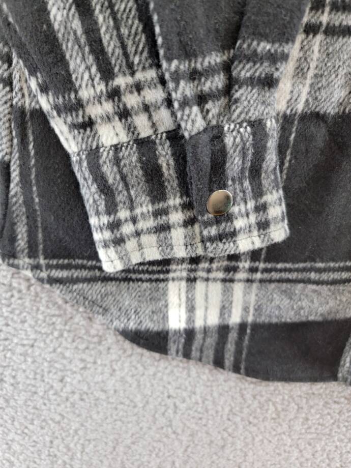 Steve Madden Sophia Flannel Plaid Shirt Jacket Women's XS Black/Ivory Wool Blend