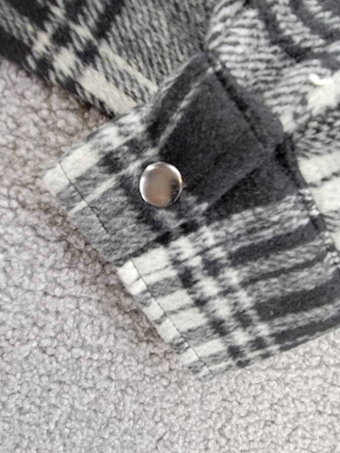 Steve Madden Sophia Flannel Plaid Shirt Jacket Women's XS Black/Ivory Wool Blend